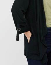Callie Waterfall Cardigan in Linen Blend, Black (BLACK), large