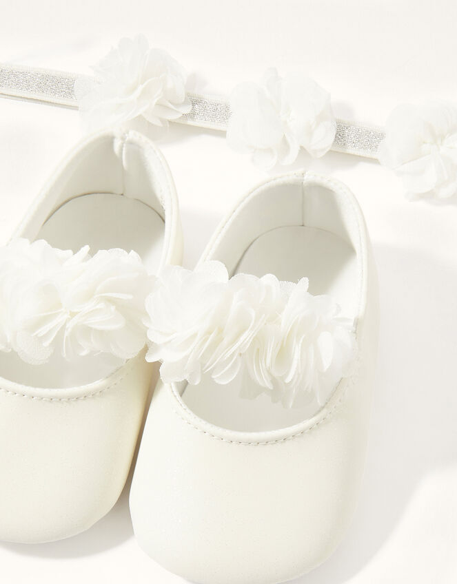 Glitter Corsage Bando and Booties Set, Ivory (IVORY), large