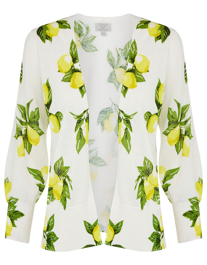 Lemon Print Cardigan , Ivory (IVORY), large