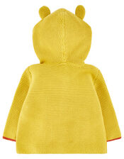 Newborn Baby Lion Cardigan in Knitted Cotton, Yellow (MUSTARD), large
