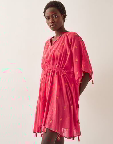 Ivy Palm Embroidered Kaftan, Orange (CORAL), large