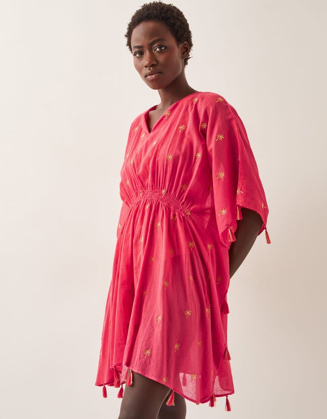 Ivy Palm Embroidered Kaftan, Orange (CORAL), large