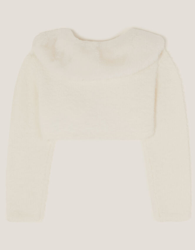 Baby Detachable Collar Fuzzy Cardigan, Ivory (IVORY), large