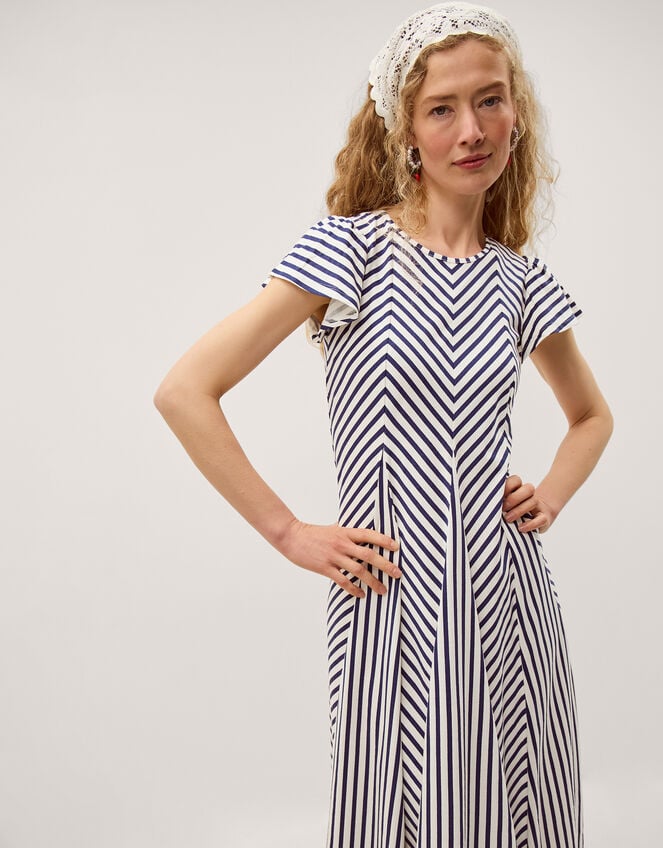Shola Stripe Jersey Maxi Dress, Blue (BLUE), large