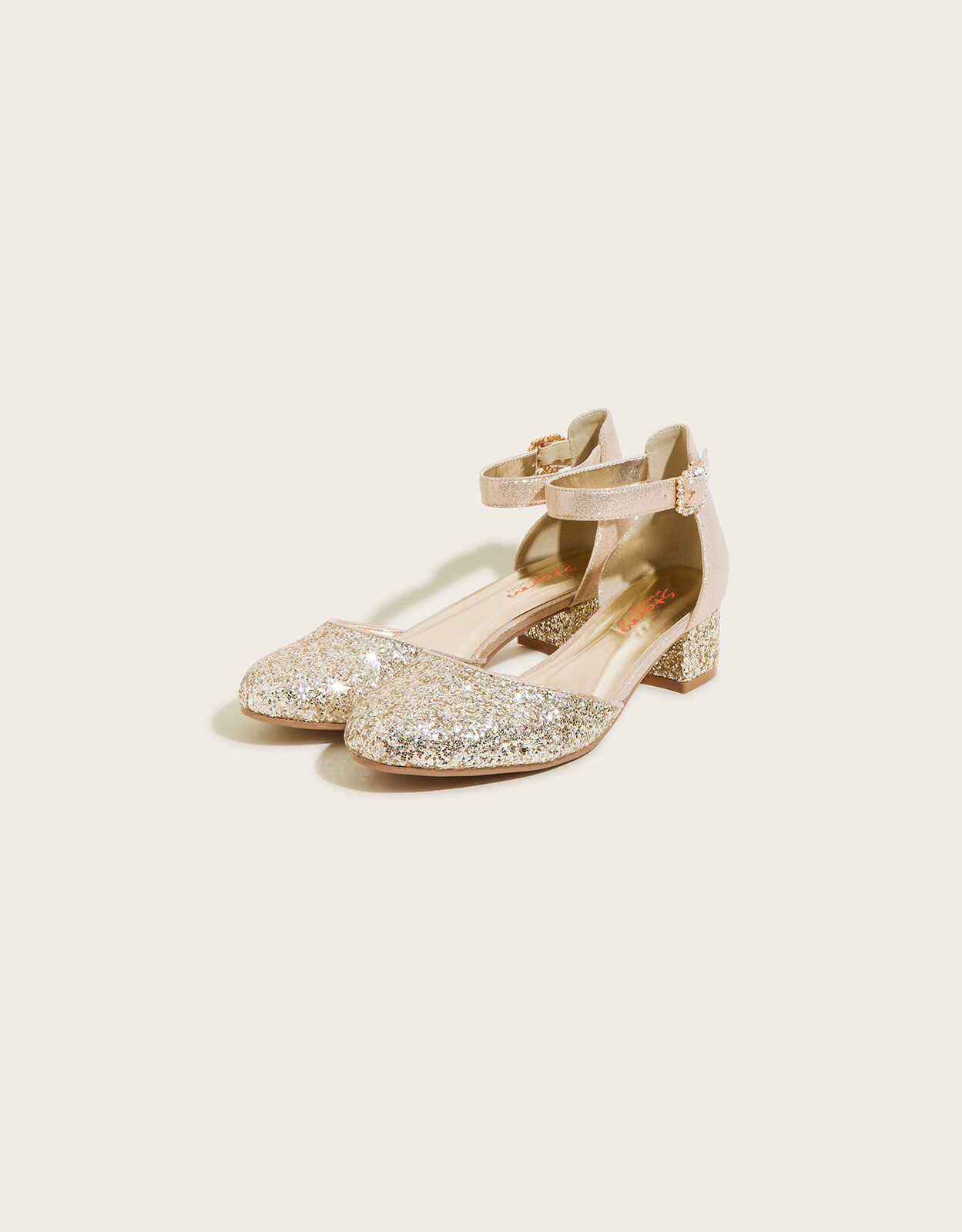 Glitter Two Part Heels Gold Girls Shoes Sandals Monsoon Global
