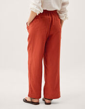 Jolie Wide Leg Linen Trousers, Orange (RUST), large