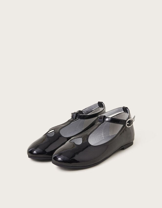 Patent Heart Ballet Flats, Black (BLACK), large