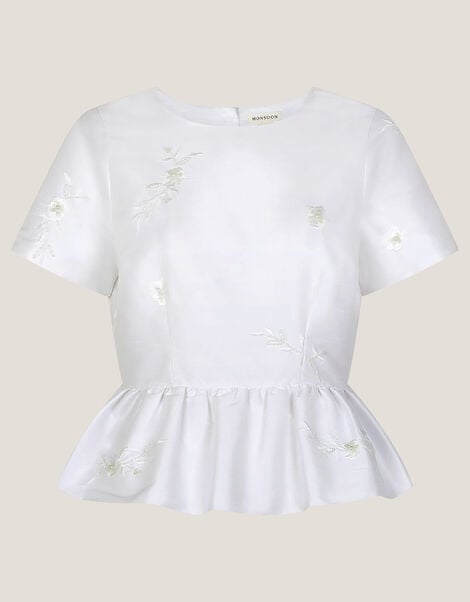 Eliza Floral Embellished Wedding Top, Ivory (IVORY), large