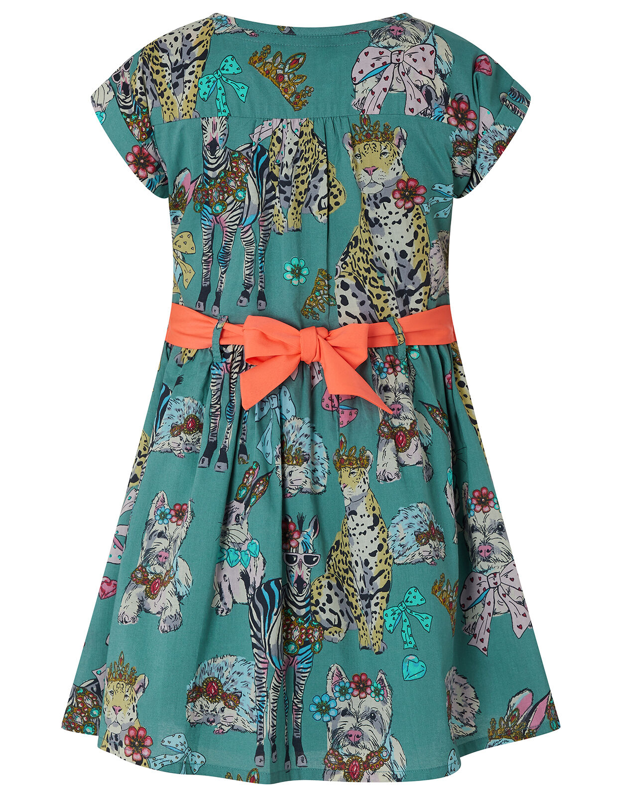 Barnie Animal Print Dress in Organic Cotton Green