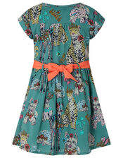 Barnie Animal Print Dress in Organic Cotton, Green (KHAKI), large