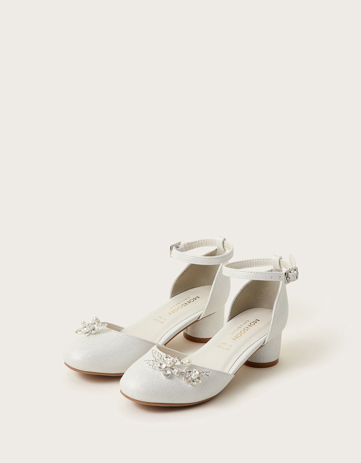 Two Part Flower Gem Heels Ivory