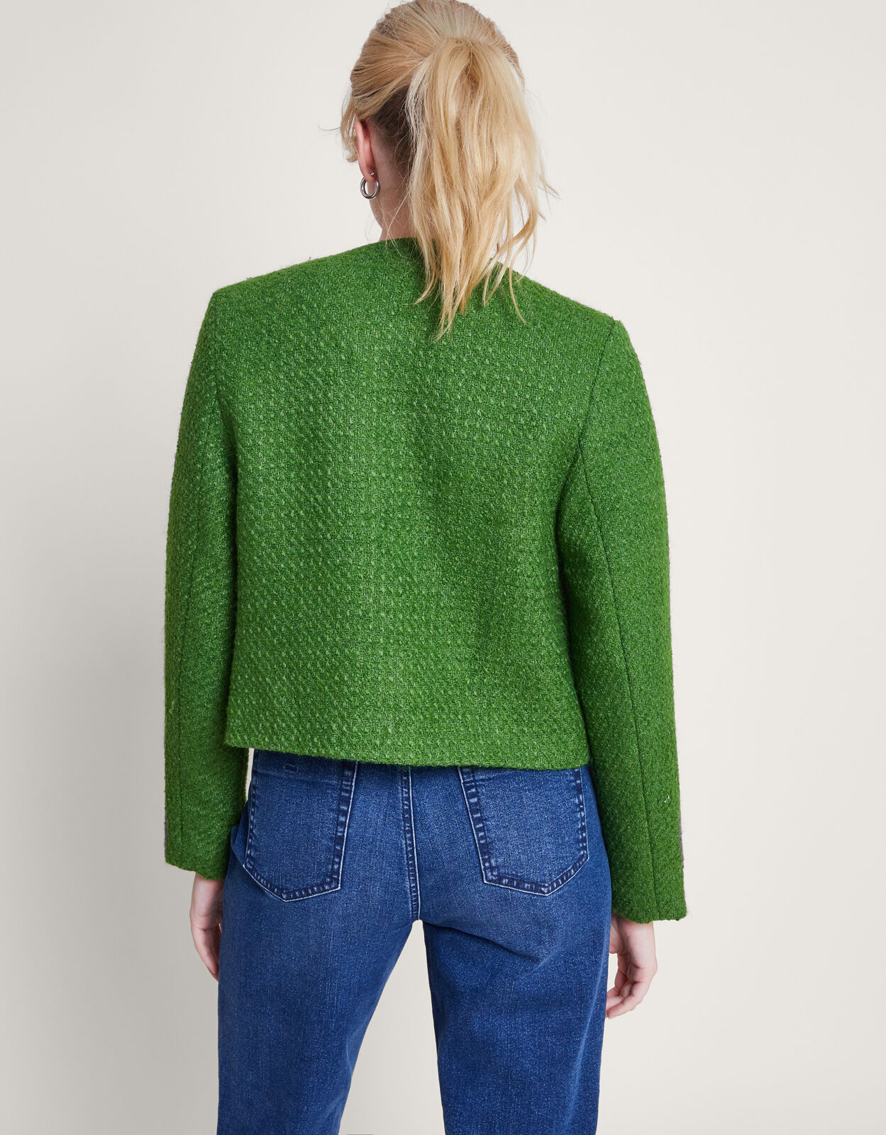 Green cropped jacket ladies top