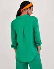 Linen Collar Overhead Shirt, Green (GREEN), large