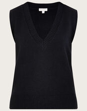V-Neck Plain Tabard, Black (BLACK), large