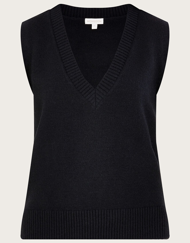 V-Neck Plain Tabard, Black (BLACK), large