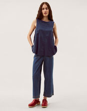 Sammy Swing Linen Blend Tank Top, Blue (NAVY), large