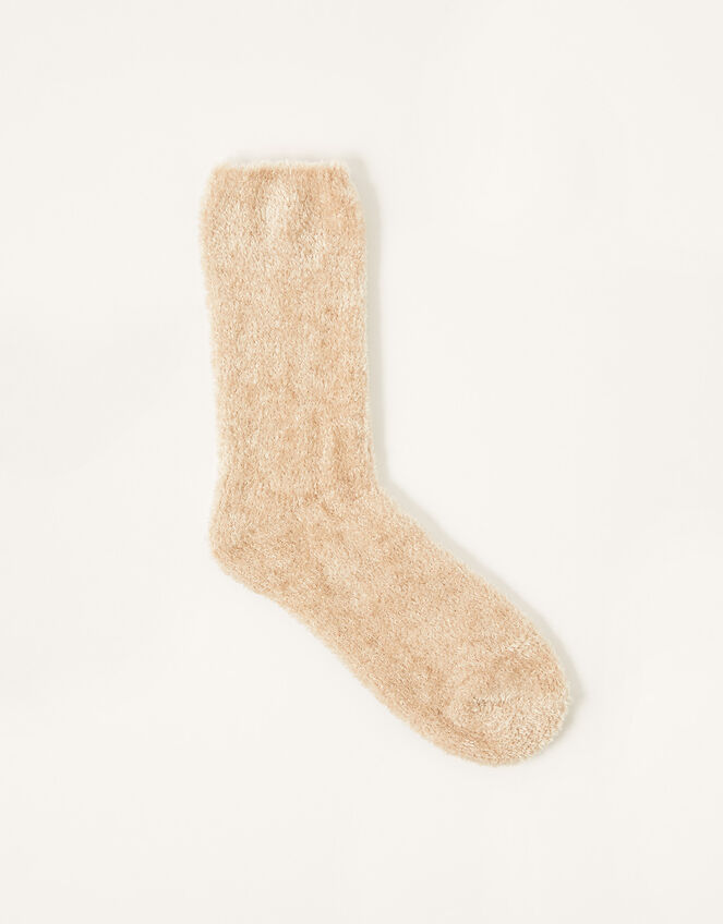 Chenille Cosy Socks, Camel (OATMEAL), large