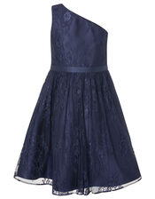 Lace One-Shoulder Prom Dress, Blue (NAVY), large