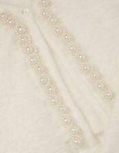 Pearl Fuzzy Cardigan, White (WHITE), large