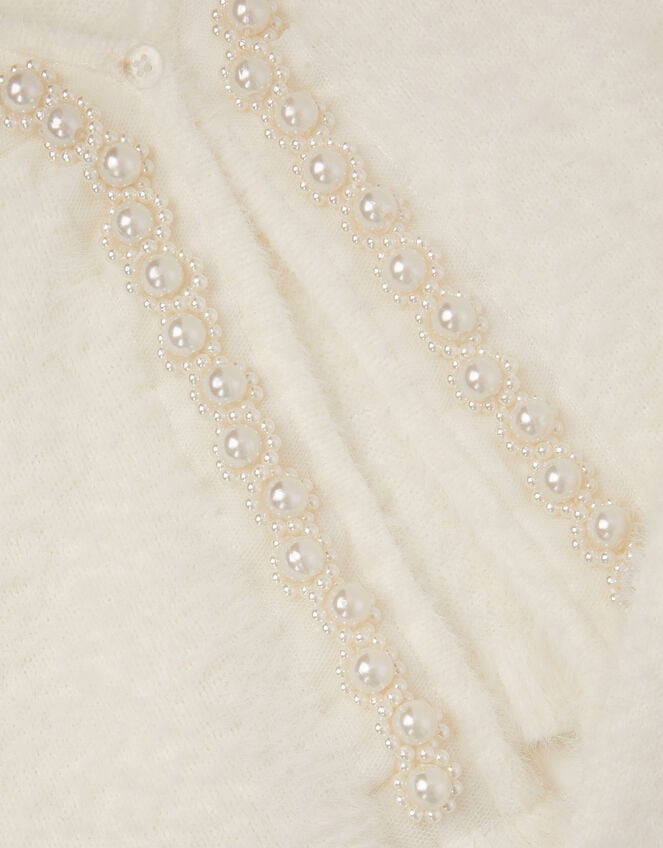 Pearl Fuzzy Cardigan, White (WHITE), large