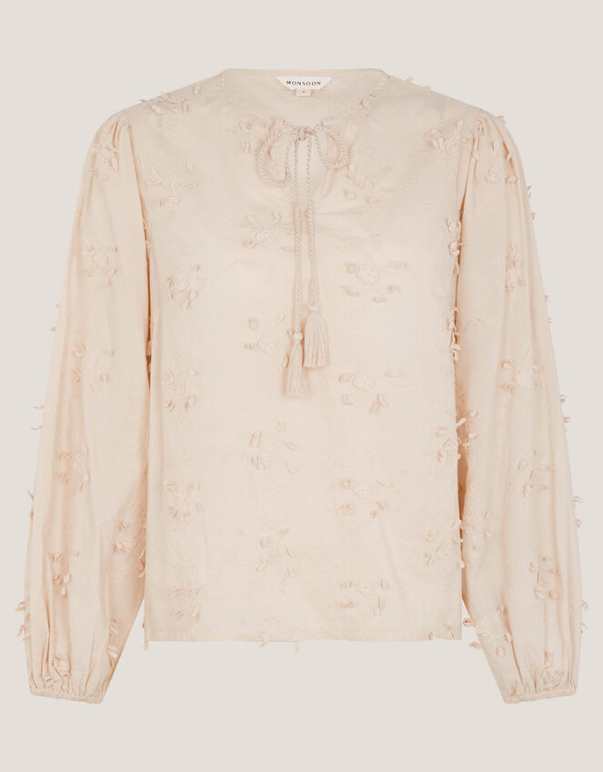 Pascale Floral Appliqué Blouse, Ivory (IVORY), large