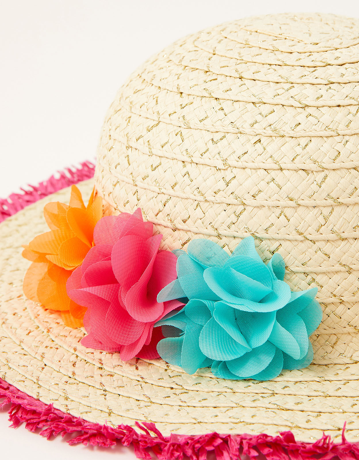 Pom-Pom Straw Sparkle Hat Natural 