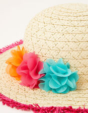 Pom-Pom Straw Sparkle Hat, Natural (NATURAL), large