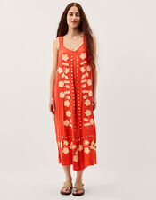 Eliana Floral Embroidered Culotte Jumpsuit, Orange (ORANGE), large