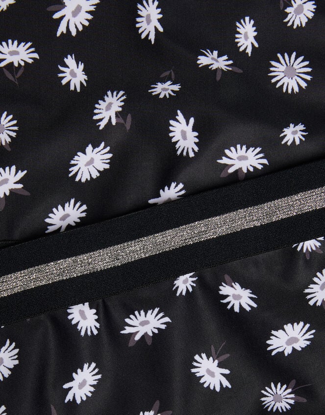 Daisy Print Halter Bikini Set, Black (BLACK), large