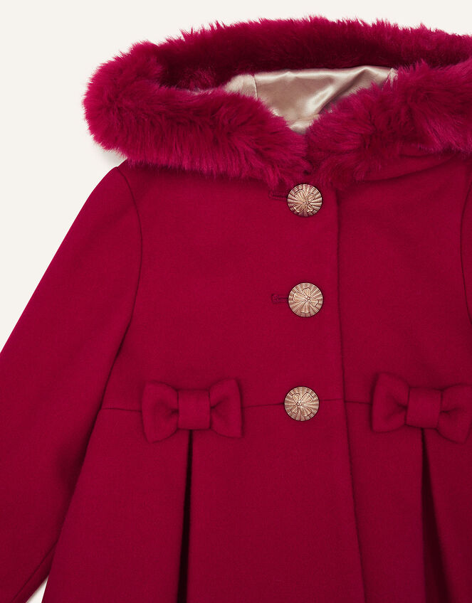Baby Bow Coat with Hood , Red (RED), large