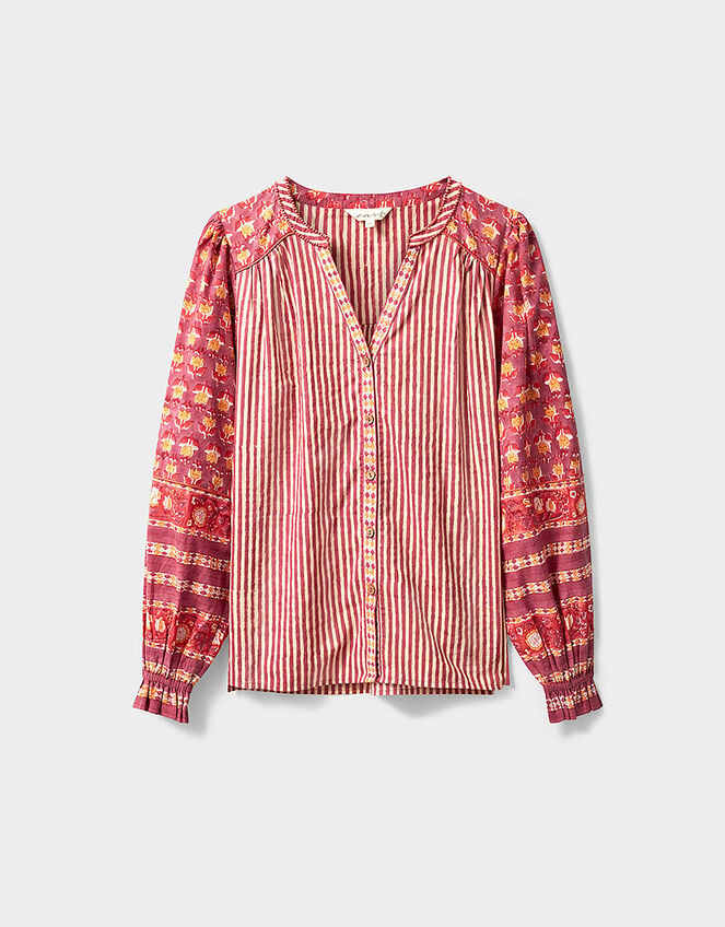 East Devyn Hand Block Print Cotton Top, Pink (PINK), large