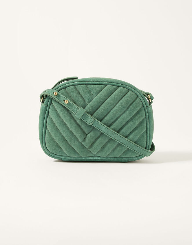 Leather Quilted Camera Bag, Green (GREEN), large