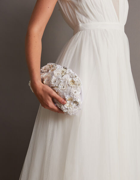 Floral Embellished Bridal Bag, , large