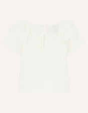 Chiffon Top and Floral Scuba Skirt Set, Ivory (IVORY), large