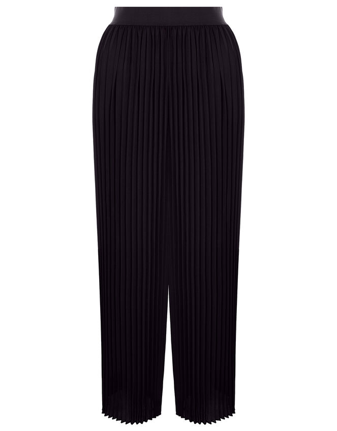 Pleated Culotte Trousers, Black (BLACK), large