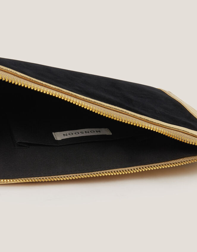 Lottie Metallic Faux Suede Pouch, , large