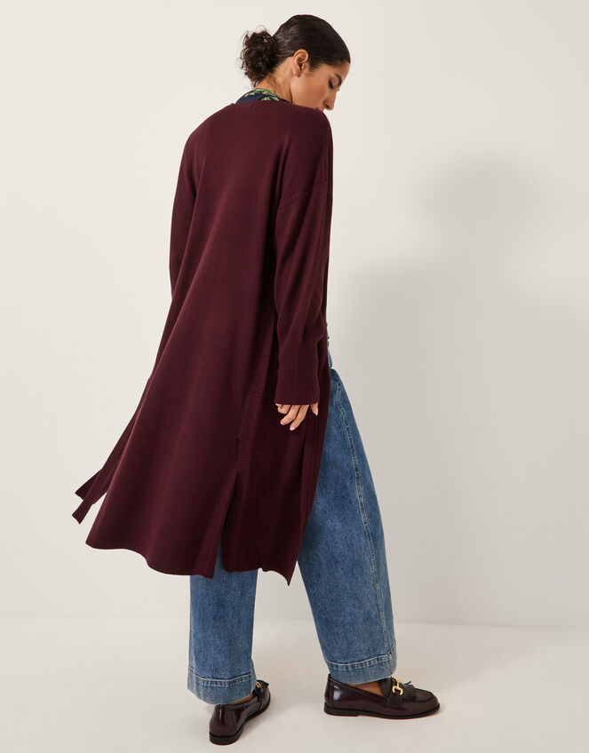 Mel Longline Cardigan, Red (BERRY), large