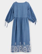 East Coralie Denim Broderie Detailed Dress, Blue (BLUE), large