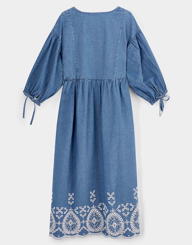 East Coralie Denim Broderie Detailed Dress, Blue (BLUE), large