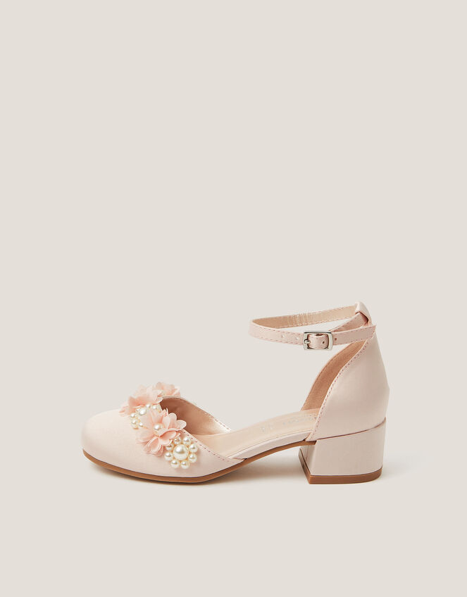 Closed-Toe Flower Embellished Heels, Pink (PINK), large