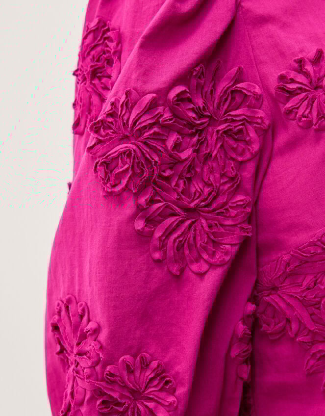 Tammy Puff Sleeve Embroidered Top, Pink (BRIGHT PINK), large
