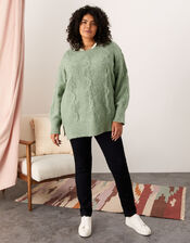 Alix Twist Stitch Pointelle Jumper, Green (SAGE), large