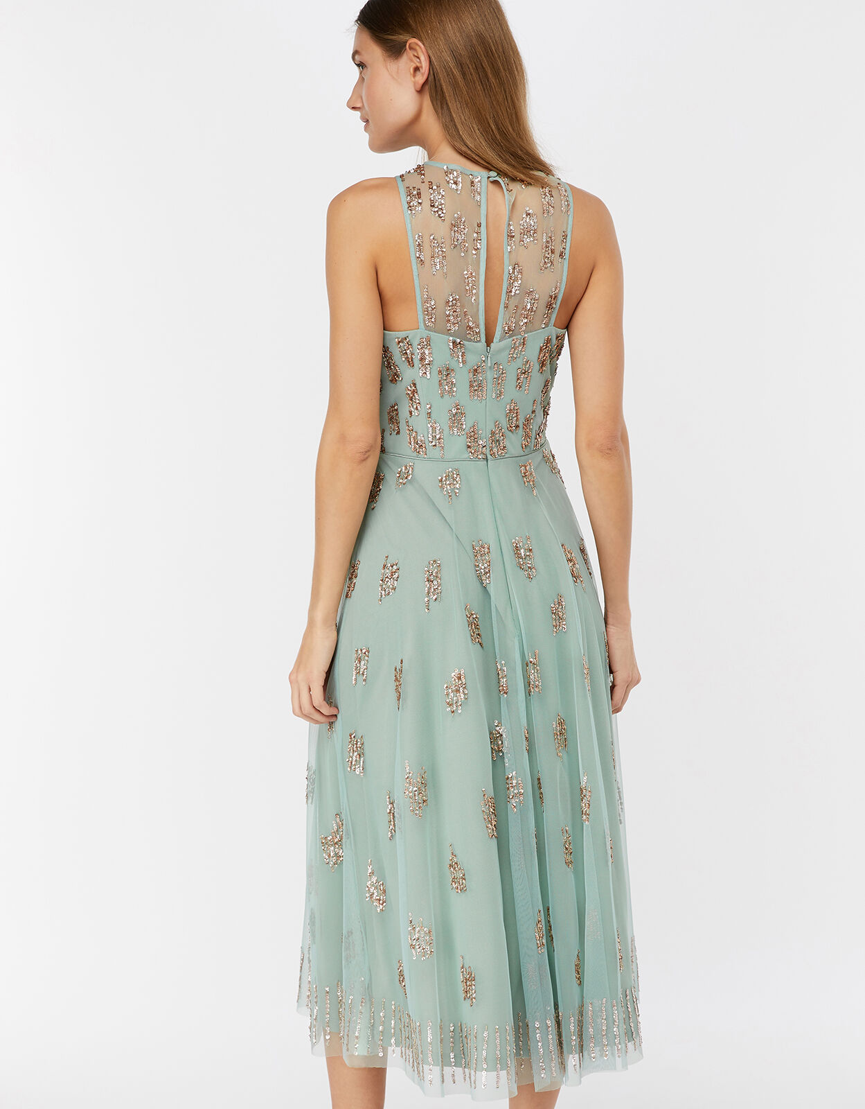 Gracella Sequin Halterneck Dress Green Evening Dresses Monsoon