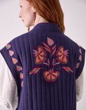 East Rayna Embroidered Quilted Gilet, Blue (NAVY), large