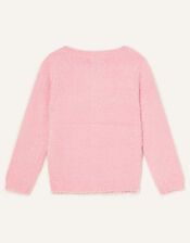 Reindeer Fluffy Jumper, Pink (PINK), large