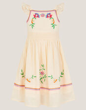 Floral Embroidered Sundress, Cream (CREAM), large