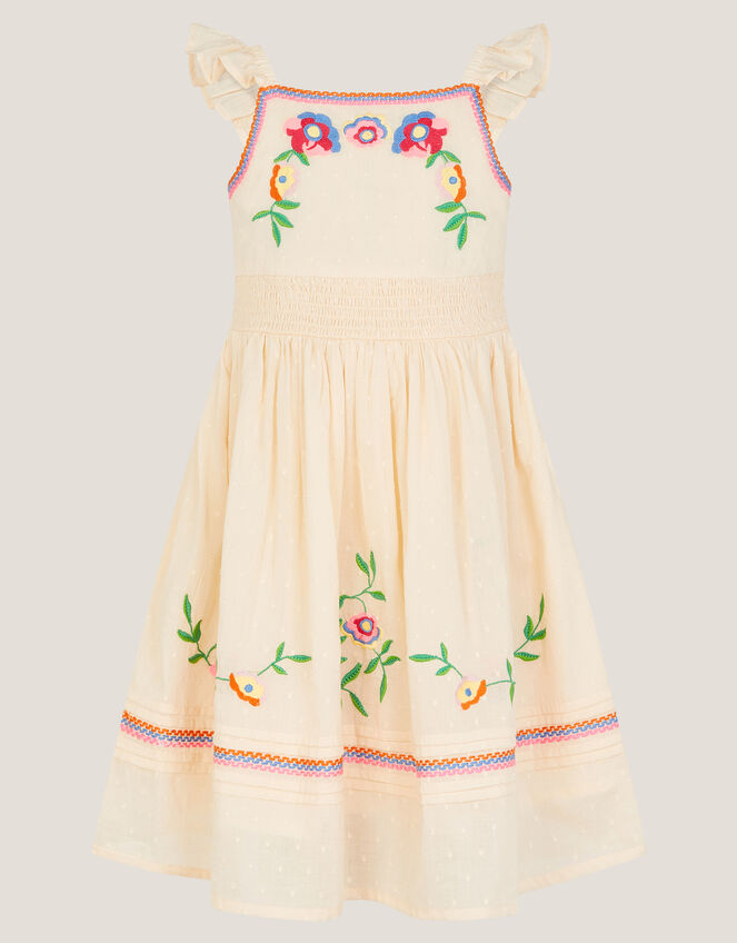 Floral Embroidered Sundress, Cream (CREAM), large