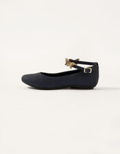 Leorah Glitter Butterfly Ballerina Flats, Blue (NAVY), large