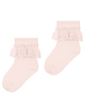 2 Pack Lace Socks, Pink (PINK), large