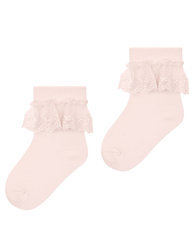 2 Pack Lace Socks, Pink (PINK), large